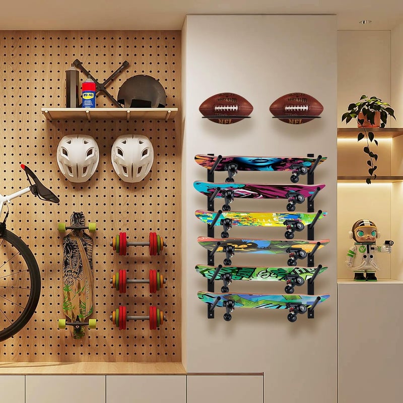 BiJun Skateboard Wall Mount, Snowboard Wall Mount Display, Horizontal Ski Wall Rack, Skateboard Rack Storage Holder Longboard Hanger - Image 3